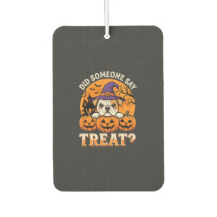 Halloween Dog Treat Bulldog Pumpkin Design Car Air Freshener