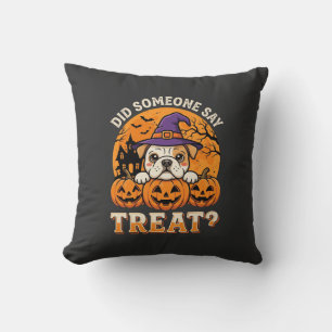 Halloween Dog Treat Bulldog Pumpkin Design Cushion