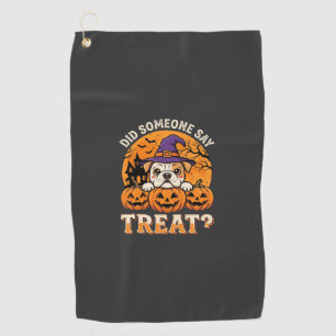 Halloween Dog Treat Bulldog Pumpkin Design Golf Towel