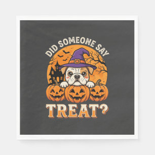 Halloween Dog Treat Bulldog Pumpkin Design Napkin