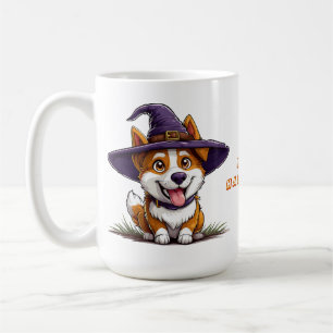 Halloween Dog Wearing a Witch Hat Coffee Mug