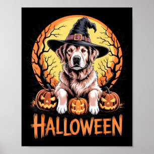 Halloween Dog Witch Design For Pet Lovers And Poster