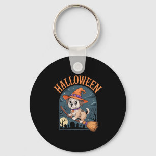 Halloween Dog Witch Holiday Fun For Pet Lovers Key Ring