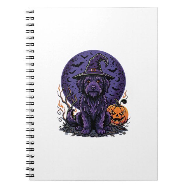 Halloween Dog Witch Pumpkin Vector Art Notebook (Front)