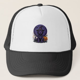 Halloween Dog Witch Pumpkin Vector Art Trucker Hat
