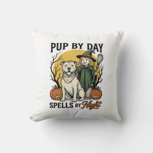 Halloween Dog Witch Shirt Vintage Engraving Pet Te Cushion