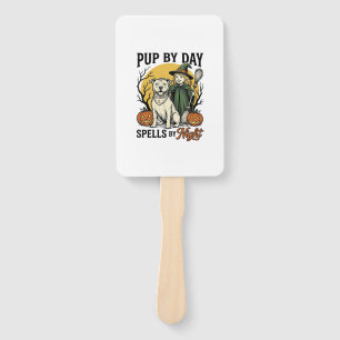 Halloween Dog Witch Shirt Vintage Engraving Pet Te Hand Fan