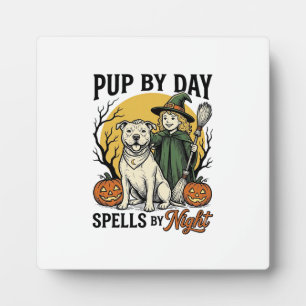 Halloween Dog Witch Shirt Vintage Engraving Pet Te Plaque