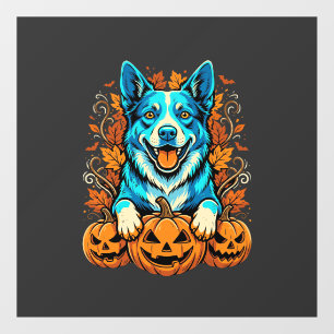 Halloween Dog With Jack O Lantern Pumpkins_1