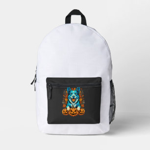 Halloween Dog With Jack O Lantern Pumpkins_1 Printed Backpack