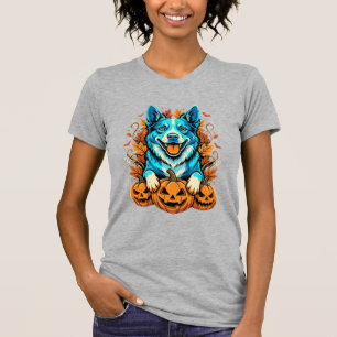 Halloween Dog With Jack O Lantern Pumpkins_1 T-Shirt