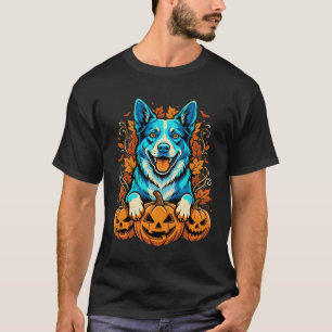 Halloween Dog With Jack O Lantern Pumpkins_1 T-Shirt