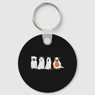 Halloween Dog With Pumpkin Scary Halloween Dog Key Ring