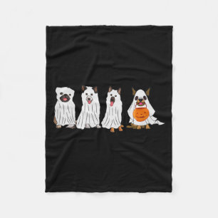Halloween Dog With Pumpkin Spooky Halloween Dog Fleece Blanket