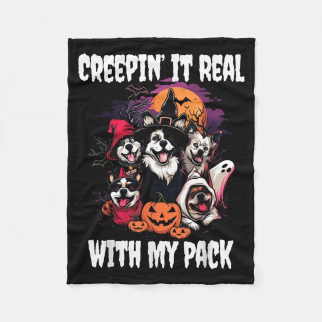Halloween Dogs Fleece Blanket (Front)