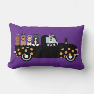 Halloween Dogs In A Pickup Truck Lumbar Cushion