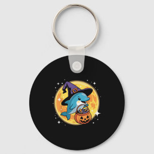 Halloween Dolphin Witch Hat Pumpkin Ocean Spooky C Key Ring
