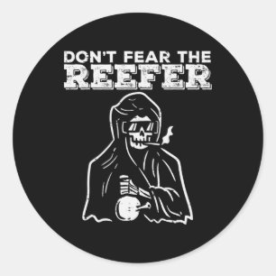 Halloween Dont Fear Reefer Grim Reaper Funny Costu Classic Round Sticker