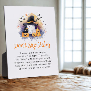 Halloween 'Don't Say Baby' Baby Shower Game  Plaque