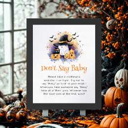 Halloween 'Don't Say Baby' Baby Shower Game Poster