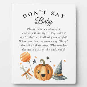 Halloween "Don't Say Baby" Baby Shower Game Poster Plaque
