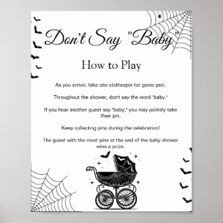 Halloween Don't Say Baby Shower Game Sign