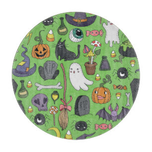 Halloween Doodle: Cute Seamless Concept Cutting Board