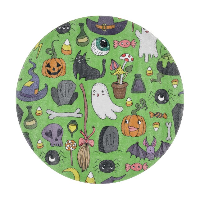Halloween Doodle: Cute Seamless Concept Cutting Board (Front)