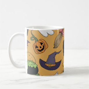Halloween Doodle Objects Seamless Pattern Coffee Mug