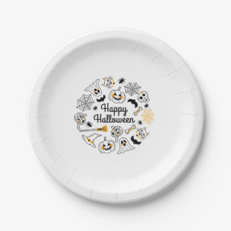 Halloween doodle Paper Plate