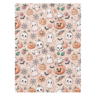 Halloween Doodle Pattern with Ghosts & Pumpkins 2 Tablecloth