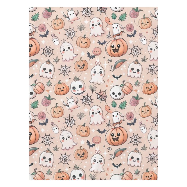 Halloween Doodle Pattern with Ghosts & Pumpkins 2 Tablecloth (Front)