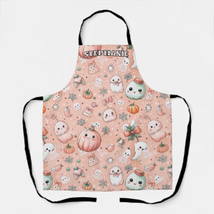 Halloween Doodle Pattern with Ghosts & Pumpkins Apron