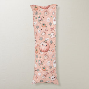 Halloween Doodle Pattern with Ghosts & Pumpkins Body Cushion