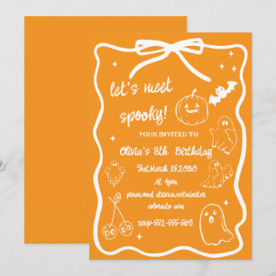 halloween doodle spooky season girls birthday  invitation