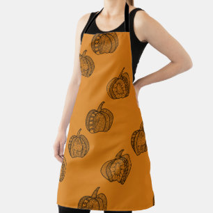 Halloween doodles boho mandala pumpkins Autumn Apron