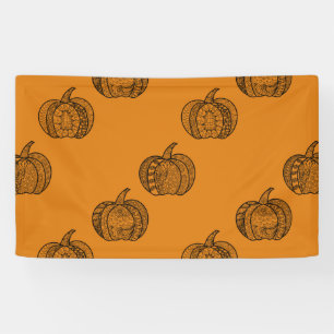 Halloween doodles boho mandala pumpkins Autumn Banner