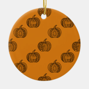 Halloween doodles boho mandala pumpkins Autumn Ceramic Ornament