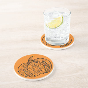 Halloween doodles boho mandala pumpkins Autumn Coaster