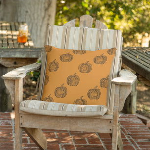 Halloween doodles boho mandala pumpkins Autumn Cushion
