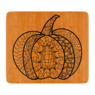 Halloween doodles boho mandala pumpkins Autumn Cutting Board