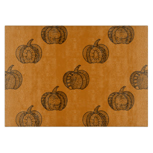 Halloween doodles boho mandala pumpkins Autumn Cutting Board