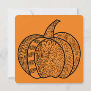 Halloween doodles boho mandala pumpkins Autumn Holiday Card
