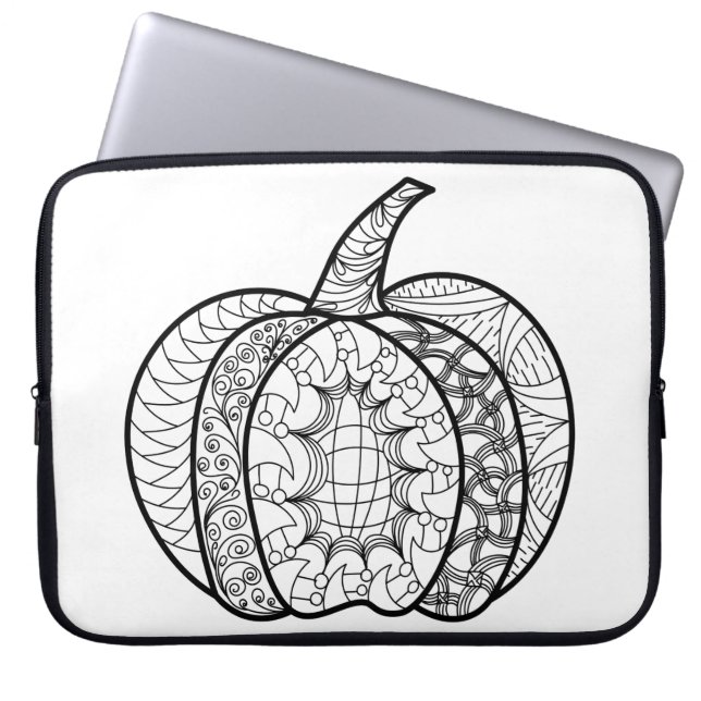 Halloween doodles boho mandala pumpkins Autumn Laptop Sleeve (Front)