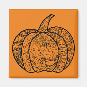 Halloween doodles boho mandala pumpkins Autumn Magnet