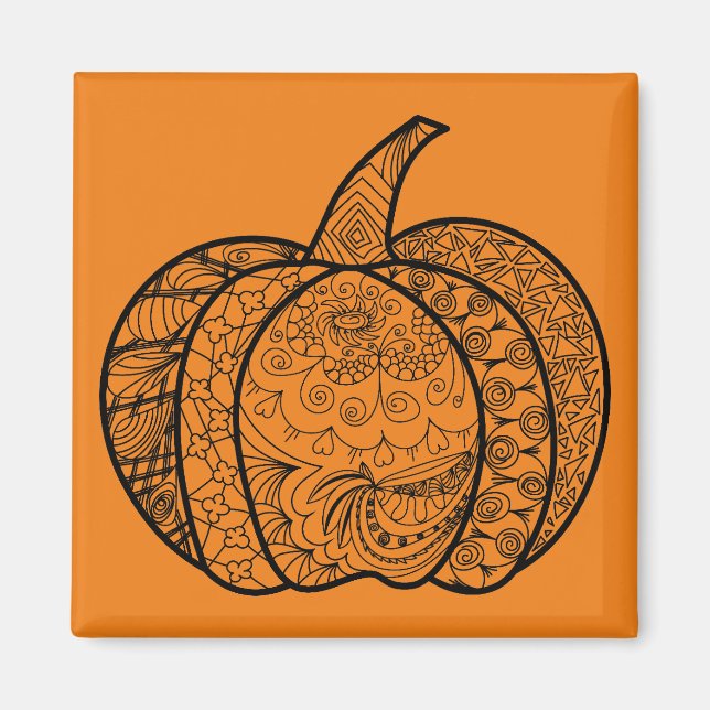 Halloween doodles boho mandala pumpkins Autumn Magnet (Front)