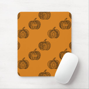 Halloween doodles boho mandala pumpkins Autumn Mouse Pad