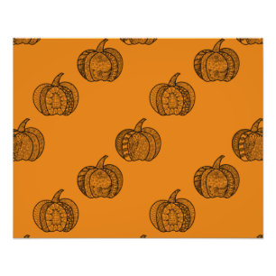 Halloween doodles boho mandala pumpkins Autumn Photo Print