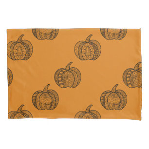 Halloween doodles boho mandala pumpkins Autumn Pillowcase