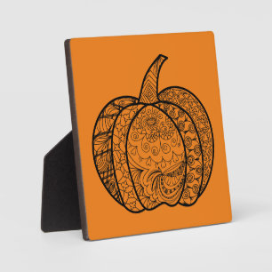 Halloween doodles boho mandala pumpkins Autumn Plaque